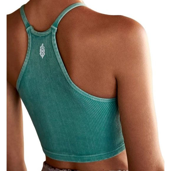FREE PEOPLE MOVEMENT DEEP BALSAM TURQUOISE HAPPINESS  CROP TANK NWOT XS/S M/L - Picture 3 of 6
